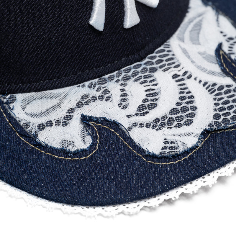 CUSTOM JAPANESE DENIM AND LACE FITTED (pick your team)